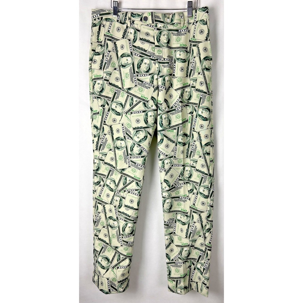 Opposuits Men's Suit Pants Size 42 $100 Bills Pattern Funny Party Crazy Green D6